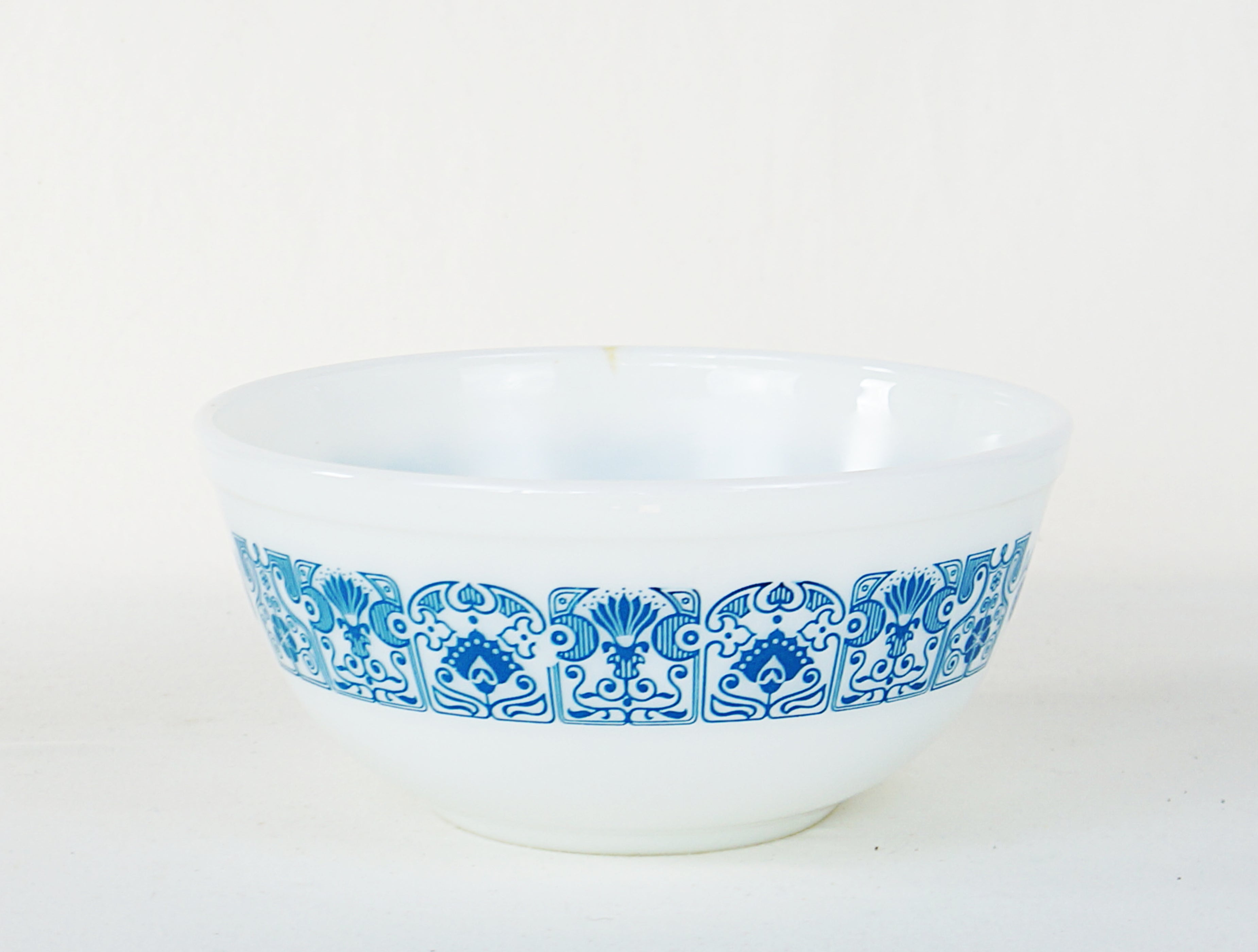 Blue pyrex mixing outlet bowls